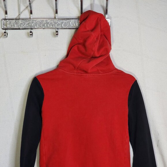 Nike Red Black LS Neon Yellow Logo Hooded Pull On Pocketed Cotton Poly Hoodie L - Picture 9 of 16